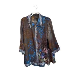 Citron Santa Monica Silk Top Blouse 0X